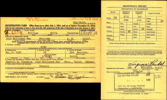 Draft Registration, March 26, 1946, Age 22